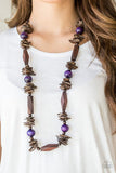 Cozumel Coast - Yellow - Blue - Black - Purple Wooden Necklace