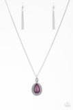 Rancho Rustler - Purple Stone Silver Rope-Like Patterns Long Necklace