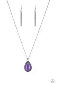 On the Home Frontier - Purple Teardrop Stone Short Necklace