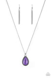 On the Home Frontier - Purple Teardrop Stone Short Necklace