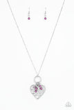 Romeo Romance - Multi - Silver - Purple Pearls Silver Heart Long Heart Necklace