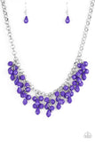 Modern Macarena - Purple - Pink Beads Round and Teardrop Shapes Short Necklace