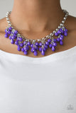 Modern Macarena - Purple - Pink Beads Round and Teardrop Shapes Short Necklace