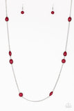 Pacific Piers - Multicolored - Green - Red Assorted Sizes Round and Teardrop Shapes Long Necklace