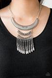 Eastern Empress - Brass - Silver Plates Tribal Patterns Brass Beads and Twisted Bars Short Necklace