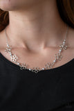 Always Abloom - Silver Dainty Pearls Silver Floral Frames Short Necklace