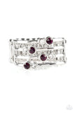 Sparkle Showdown - Red - Pink - Purple - Black with White Rhinestones Wide Band Ring