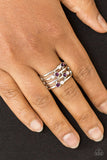 Sparkle Showdown - Red - Pink - Purple - Black with White Rhinestones Wide Band Ring