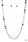 Uptown Talker - Green - White - Blue Pearly Beads Long Necklace