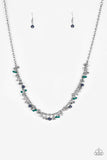 Sailing The Seven Seas - Multi - Blue Beads Shimmer from Silver Chain Short Necklace