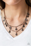 Galapagos Gypsy - Brass - Copper Rods and Teardrops Short Necklace