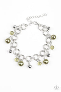 Fancy Fascination - Green Pearly and Glassy Beads Clasp Bracelet