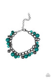 Hold My Drink - Purple - Pink - Green Beads Joins Gunmetal Beads Along Gunmetal Chain Clasp Bracelet