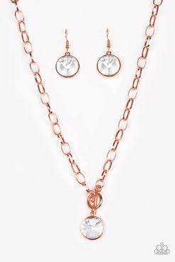 She Sparkles On - Copper Chain White Gem Short Necklace