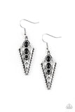 Terra Territory - Black - Brown Beads Silver Triangular Frame Fishhook Earrings