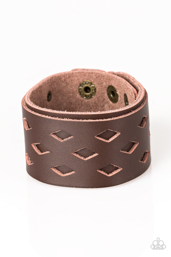 Bucking Bronco - Brown Leather Band Urban Snap Wrap Bracelet