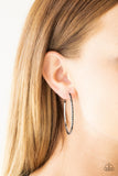 Chic Classic - Black Rhinestones Encrusted Silver Hoop Earrings