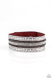 Fashion Fanatic - Gold - Yellow - Purple - Red Suede Rhinestones Snap Wrap Bracelet