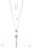 Life Is a Voyage - Multi - Blue Stone Pendants Silver Disc Long Necklace