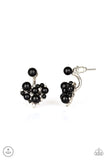 Star-Studded Sucess - Black - White Beads White Rhinestones Heart Shaped Double-Sided Post Earrings