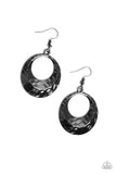 Savory Shimmer - Black/Gunmetal Hammered Hoop Fishhook Earrings