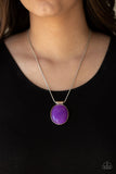 Rising Stardom - Purple Glowing Bead Silver Snake Chain Short Necklace