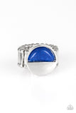 Stone Seeker - Blue - Pink Glassy Half Stone Wide Band Ring