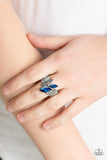 Stay Sassy - Blue Rhinestones Connect Hematite Rhinestones Wide Band Ring