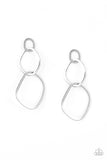 Twisted Trio - Silver Asymmetrical Hoops Link Together Post Earrings