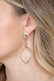 Twisted Trio - Silver Asymmetrical Hoops Link Together Post Earrings