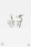 Star-Studded Sucess - Black - White Beads White Rhinestones Heart Shaped Double-Sided Post Earrings