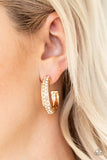 Cash Flow - White - Gold Rhinestones Encrusted Silver Hoop Earrings