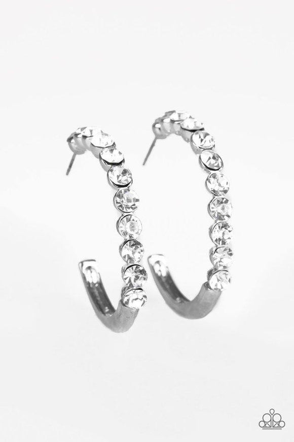 My Kind of Shine - White Rhinestones Hoop Earrings