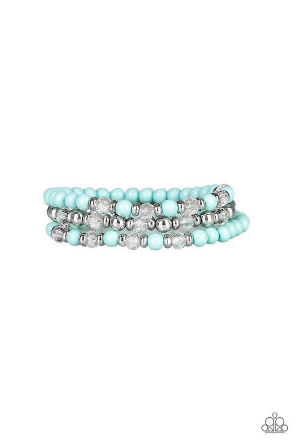 Irresistibly Irresistible - Blue Polished Beads Stretchy Bracelet