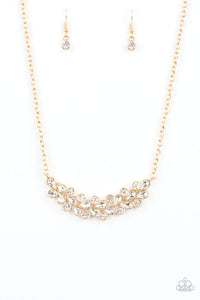 Special Treatment - Gold - Silver Pendant White - Black Rhinestones Short Necklace