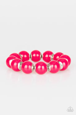 Candy Shop Sweetheart - Pink Oversized Beads Stretchy Bracelet