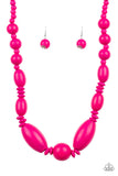 Summer Breezin - Pink Wooden Necklace