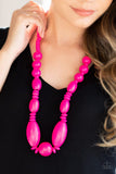 Summer Breezin - Pink Wooden Necklace