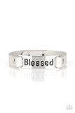 Count Your Blessings - Black - Silver Leather Silver Plate Inspirational Stamped "Blessed" Urban Snap Wrap Bracelet