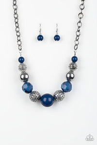 Sugar, Sugar - Blue Crystal-Like Beads Short Necklace