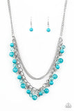 Wait and Sea - Blue Glassy Beads Short Necklace