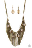 Vixen Conviction - Multi/Gunmetal/Gold - Brass Chains Black Teardrop Beads Short Necklace