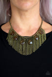 Vixen Conviction - Multi/Gunmetal/Gold - Brass Chains Black Teardrop Beads Short Necklace