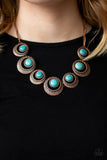 Lions, Tigers, and Bears - Copper Hammered Frames Turquoise Stones Short Necklace