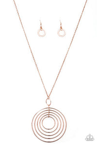 Running Circles in my Mind - Rose Gold Hoops Dizzy Pendant Long Necklace