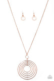 Running Circles in my Mind - Rose Gold Hoops Dizzy Pendant Long Necklace