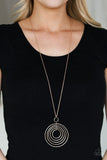 Running Circles in my Mind - Rose Gold Hoops Dizzy Pendant Long Necklace