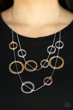 Ageless Aesthetics - Multi - Black - Silver Asymmetrical Rings Wire-Like Chain Short Necklace