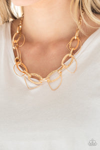 Very Avant-Garde - Gold Hoops Asymmetrical Frames Short Necklace