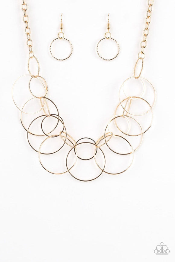 Circa De Couture - Gold Links Connect Gold Hoops Short Necklace